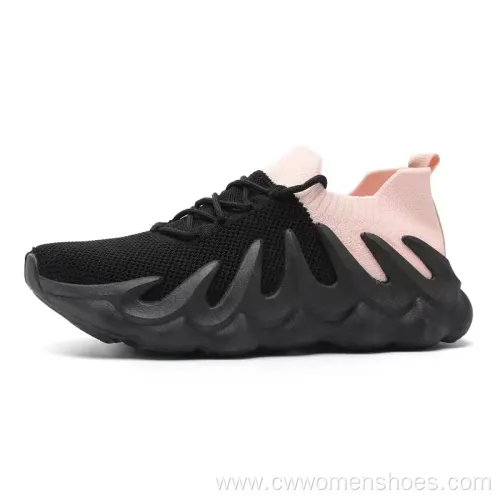 Customize Brand Fly Knitting Ladies Casual Tennis Athletic Shoes